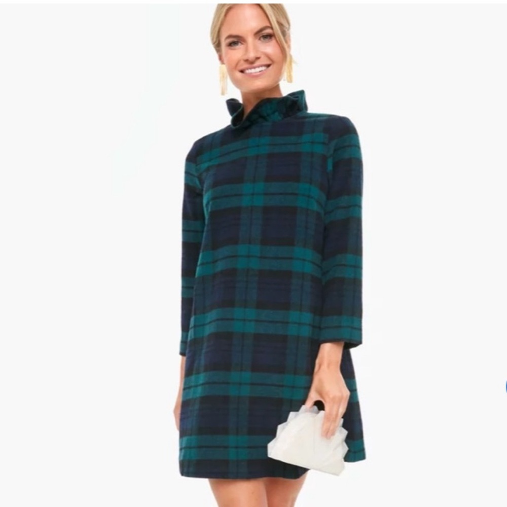 Tuckernuck black watch tartan daphne dress 3/4 sleeve